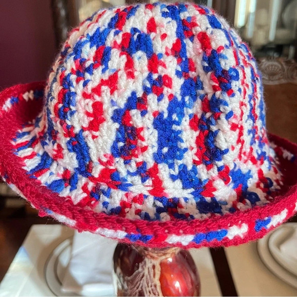 Handmade Women’s Red White & Blue Bucket Hat, 4th of July Hat, Patriot Day - Picture 7 of 7